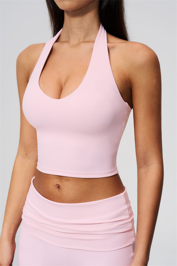 The Twirl Wide Strap Halter Crop Top Straight Leg Pants 2-Piece Set
