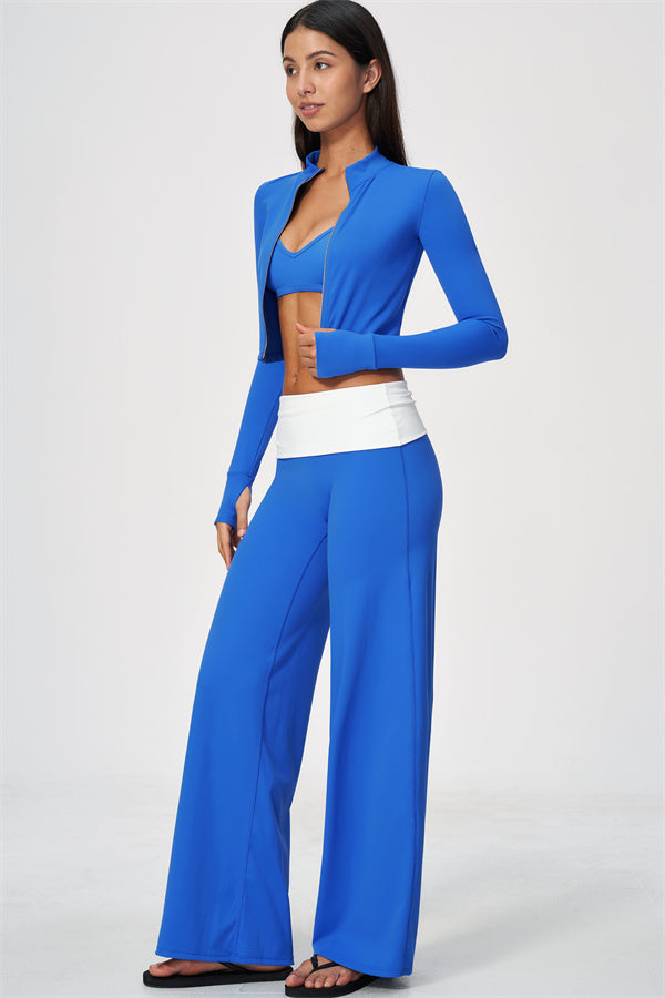 The Joyous Jacket Sports Bra Straight Leg Pants 3-Piece Set