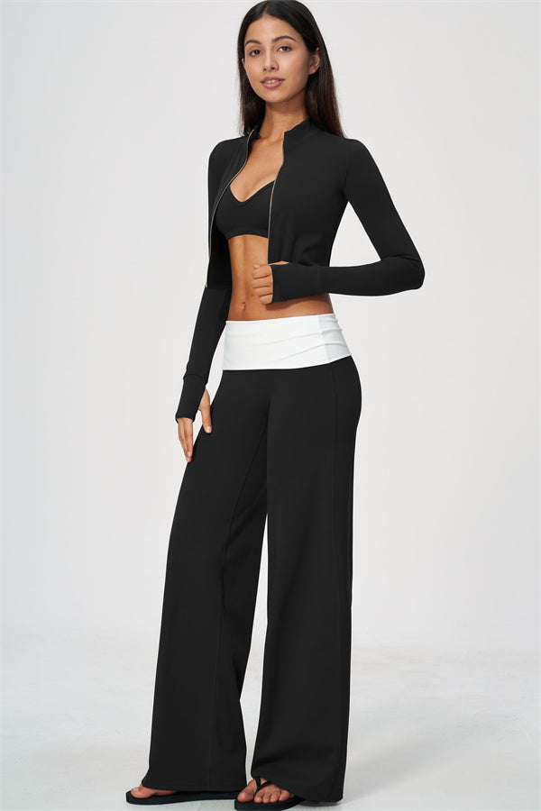 The Joyous Jacket Sports Bra Straight Leg Pants 3-Piece Set