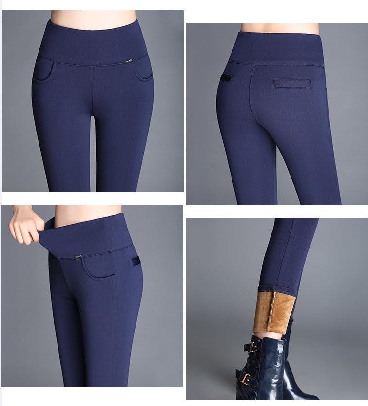 High Waist Velvet Padded Leggings for Women