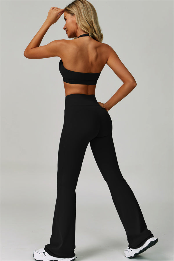 The Bold Halter Sports Bra Flared Leggings 2-Piece Set