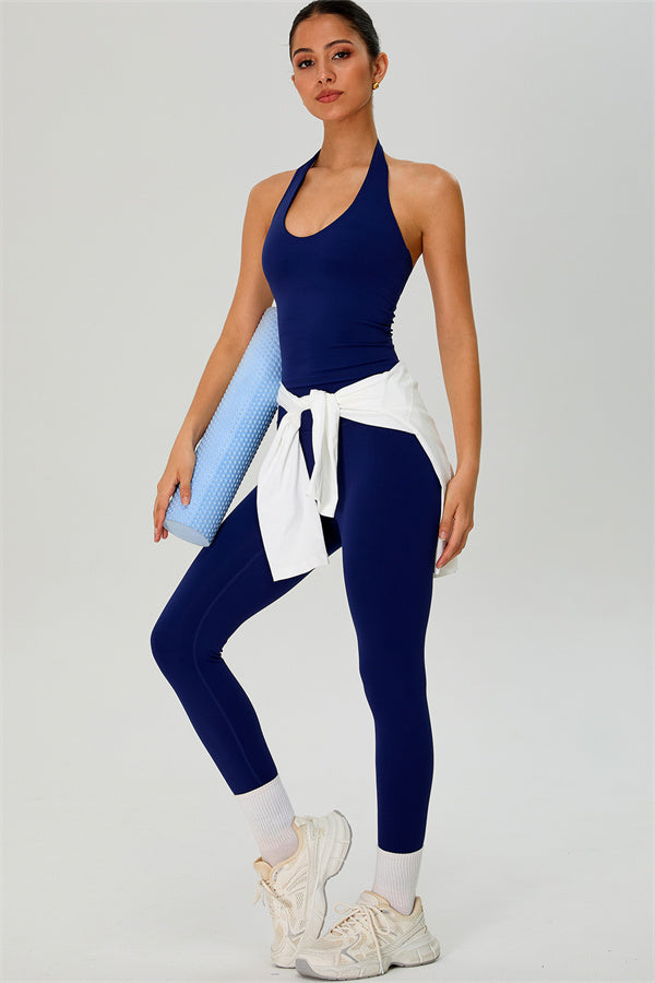 The Solid Halter Tank Top Leggings 2-Piece Set