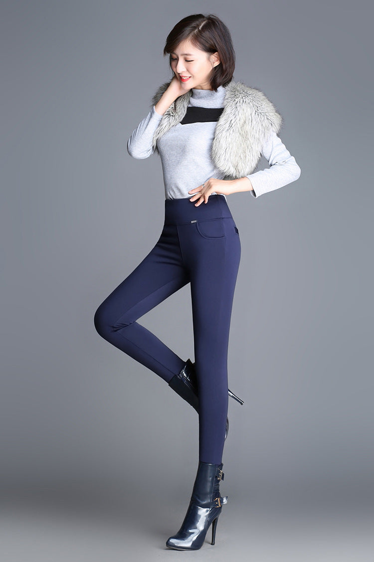 High Waist Velvet Padded Leggings for Women