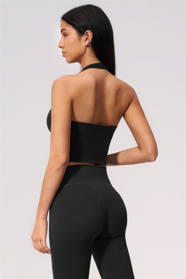 The Twirl Wide Strap Halter Crop Top Capri Leggings 2-Piece Set