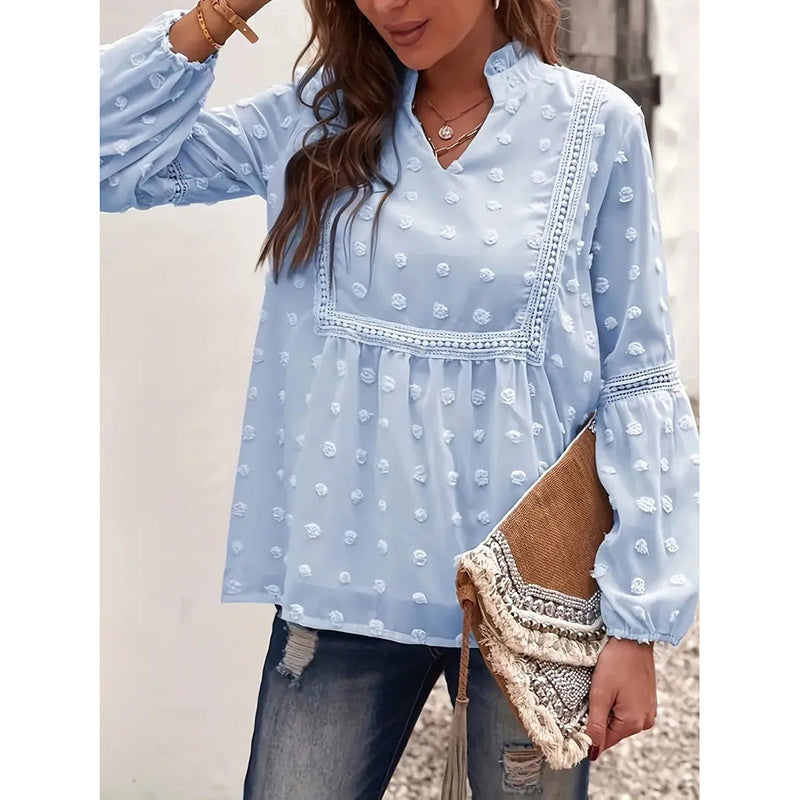 Women’s Long‑Sleeve V‑Neck Business Casual Blouse