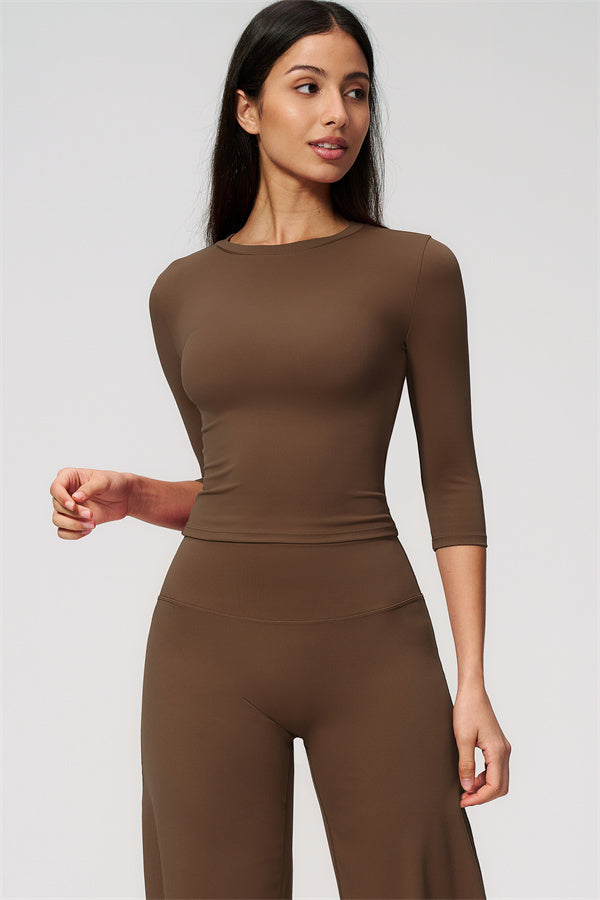 The Natalia Half-Sleeve Top Straight Leg Pants 2-Piece Set