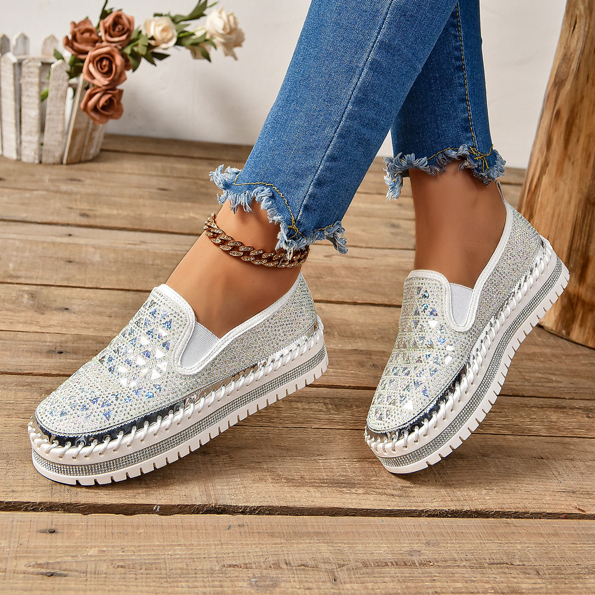 Casual Women’s Sneakers | Four-Seasons Thick-Sole Pedal Flat Shoes