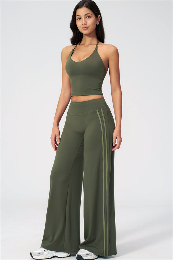 The Evoke Crop Top Straight Leg Pants 2-Piece Set