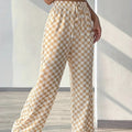 Checkerboard High-Waisted Wide Leg Pants