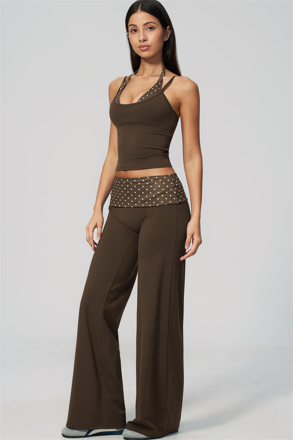 The Enliven Halter Tank Top Straight Leg Pants 2-Piece Set