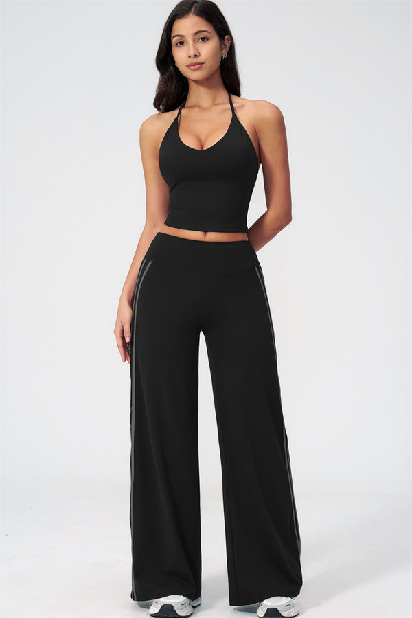 The Evoke Crop Top Straight Leg Pants 2-Piece Set