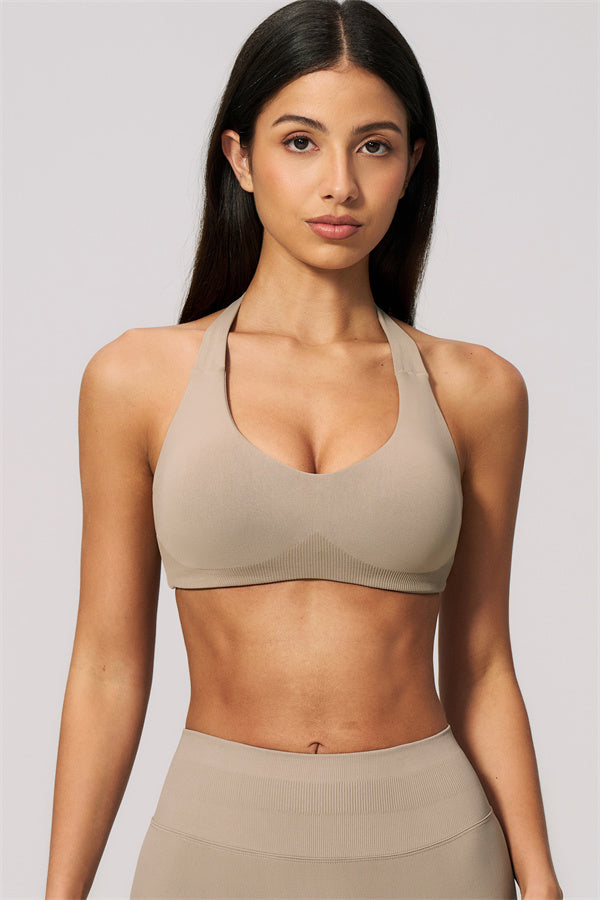 The Velvetine Halter Sports Bra Flared Leggings 2-Piece Set