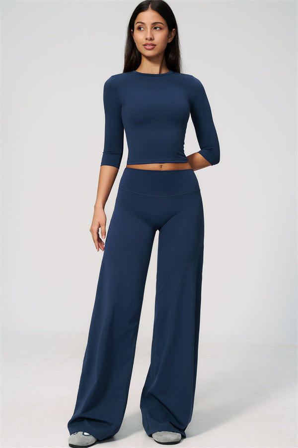 The Natalia Half-Sleeve Top Straight Leg Pants 2-Piece Set