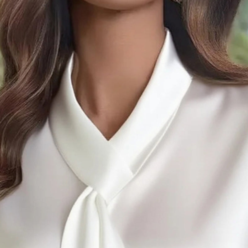 Women's Ribbon Detail Blouse, Lightweight Business Casual Shirt