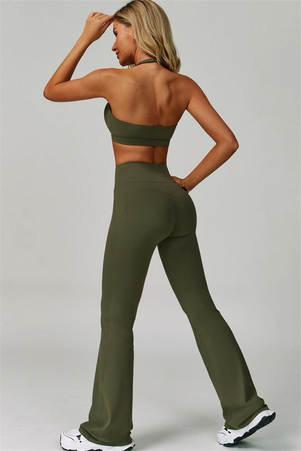 The Bold Halter Sports Bra Flared Leggings 2-Piece Set