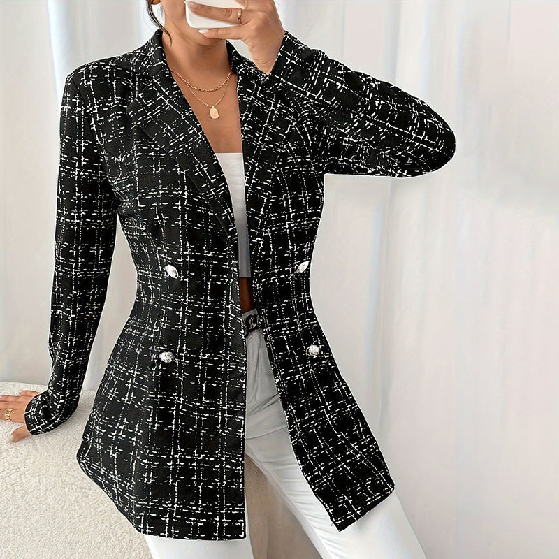 Women’s Plaid Double-Breasted Blazer