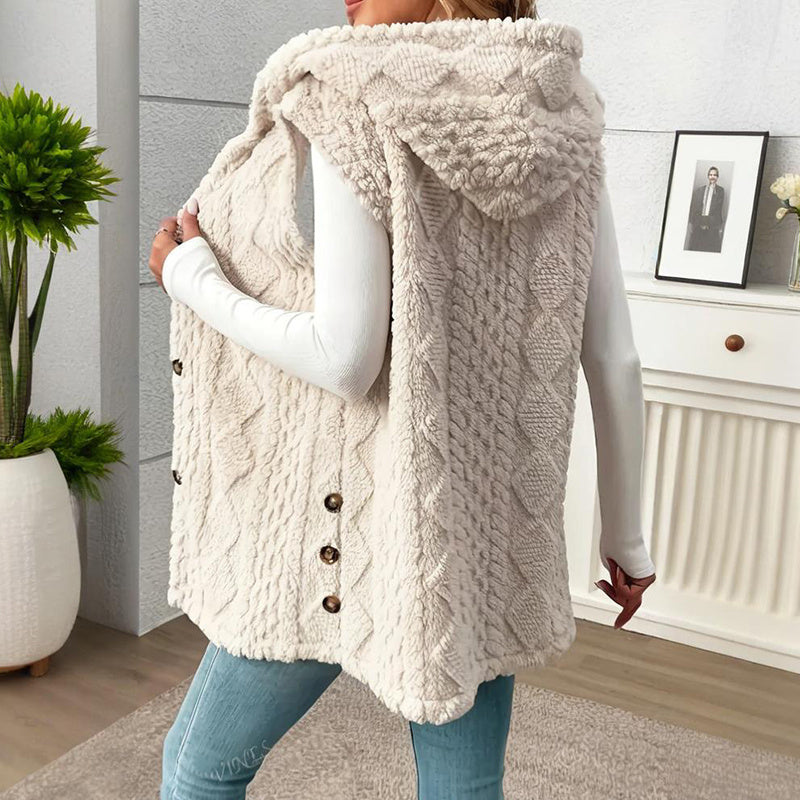 Women's Textured Sleeveless Hooded Vest