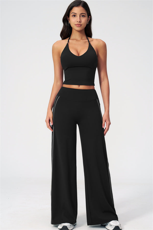 The Evoke Crop Top Straight Leg Pants 2-Piece Set