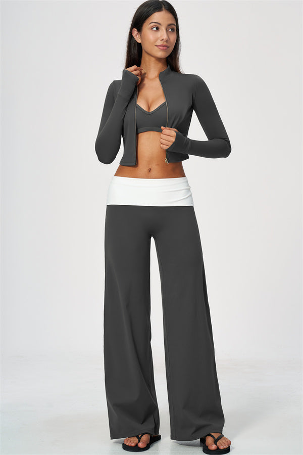 The Joyous Jacket Sports Bra Straight Leg Pants 3-Piece Set