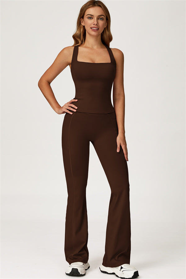 The Glacier Crop Tank Flared Leggings 2-Piece Set