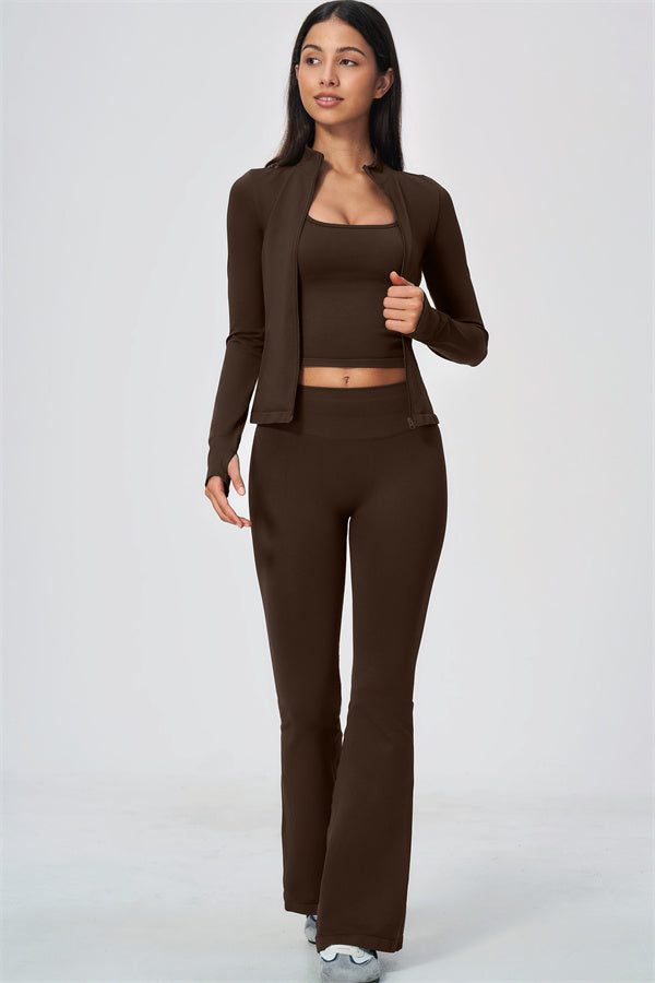 The Wanderlust Jacket Tank Top Flared Leggings 3-Piece Set
