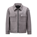 High Street Solid Color Hip-hop Leather Velvet Padded Zipper Jacket