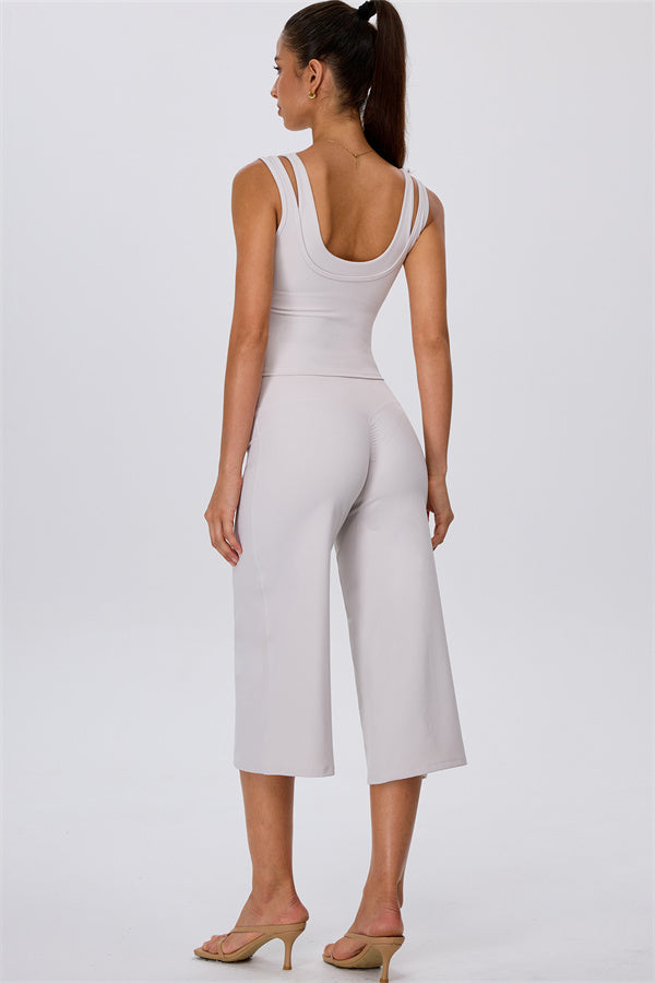 The Energize Double Strap Tank Top Wide Leg Crop 2-Piece Set