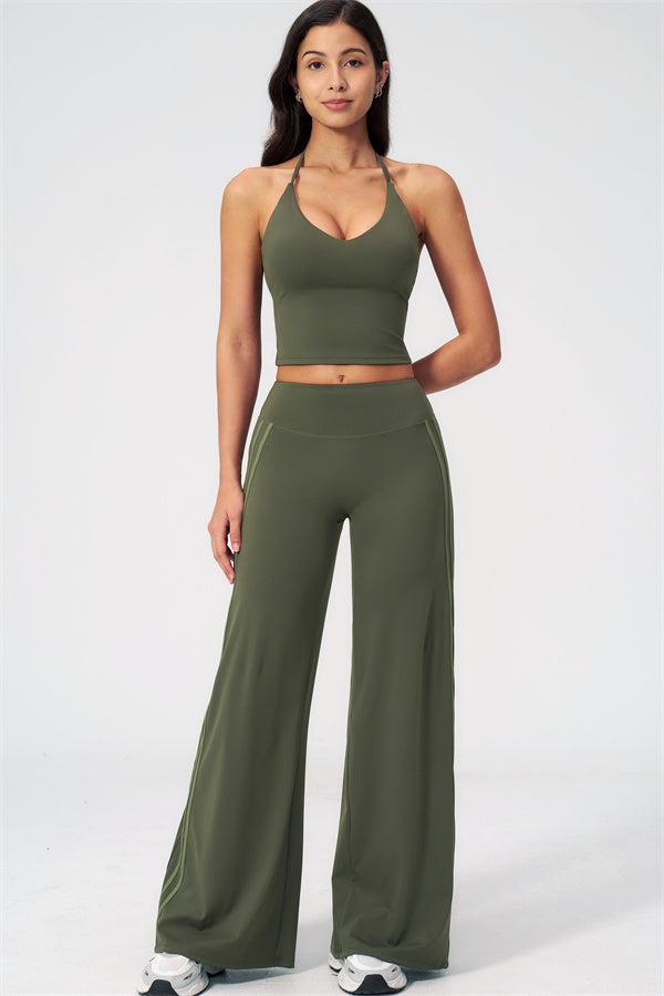 The Evoke Crop Top Straight Leg Pants 2-Piece Set