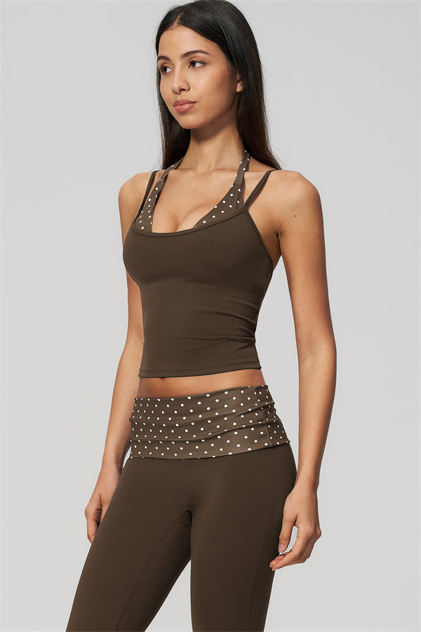 The Enliven Halter Tank Top Capri Leggings 2-Piece Set
