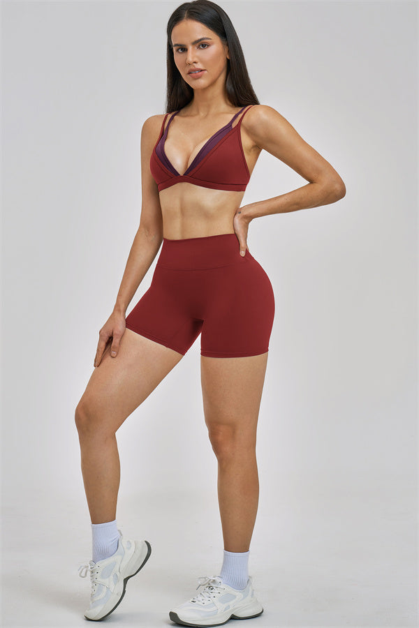 The Seraphine Layered V Sports Bra Shorts 2-Piece Set