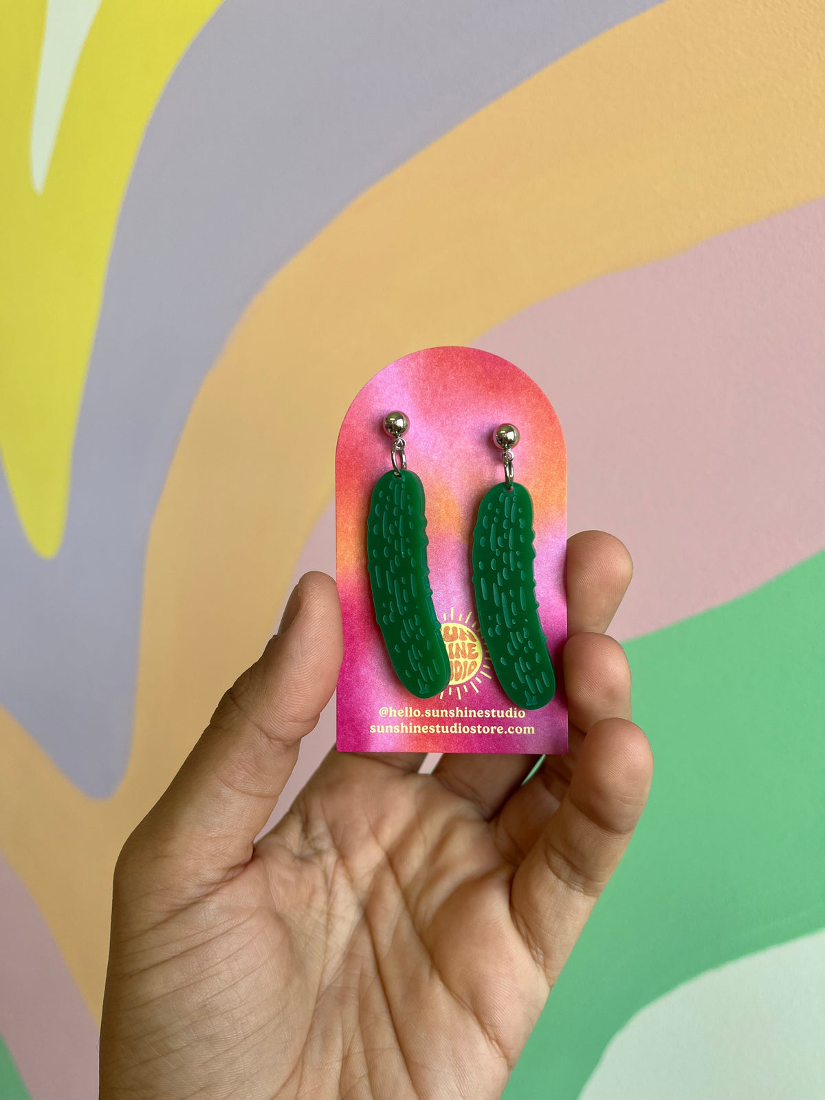 Painted Pickle Earrings