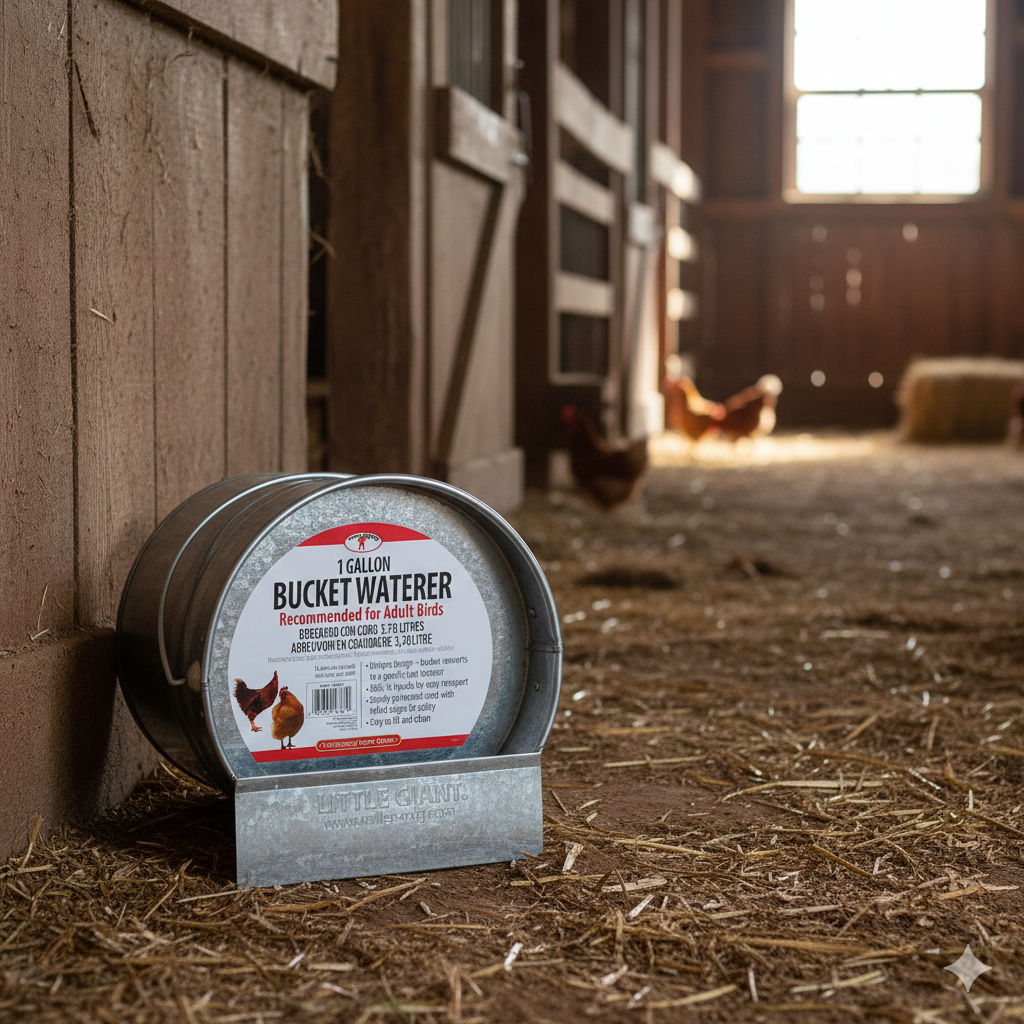 Little Giant 2-in-1 Poultry Bucket Waterer 1 Gallon Galvanized Gravity Feed