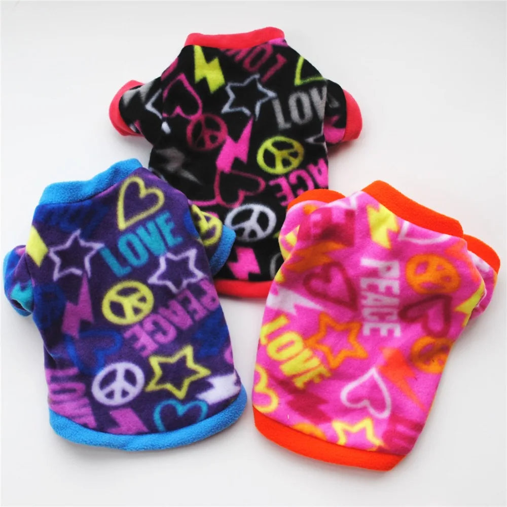 Chihuahua Clothes Cute Printed Small Dog Clothes French Bulldog Dogs Clothes Pets Warm Fleece Dog Winter Coat Puppy Dog Costume