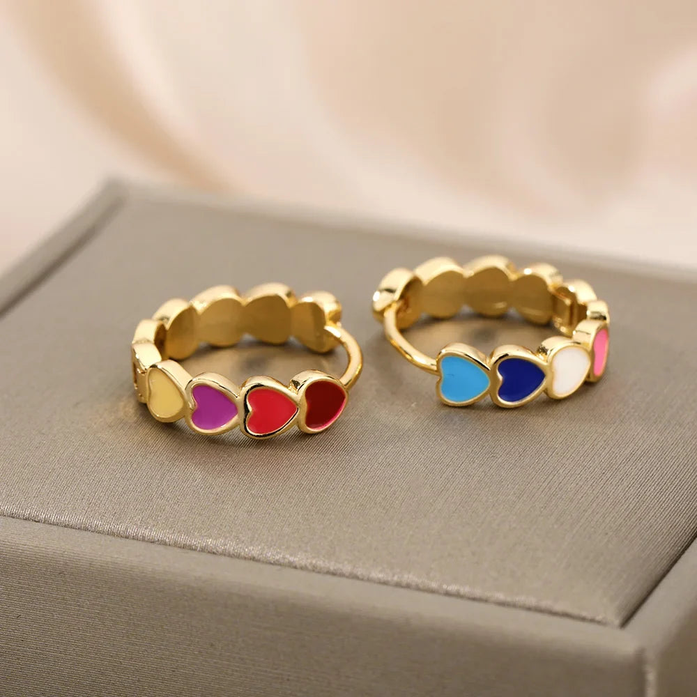 Stainless Steel Heart Earrings for Women Waterproof Gold Color Earrings 2025 Trend Aesthetic Ear Piercing Jewelry Wedding Gifts