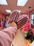 Fuzzy Striped Blue and Red Slippers