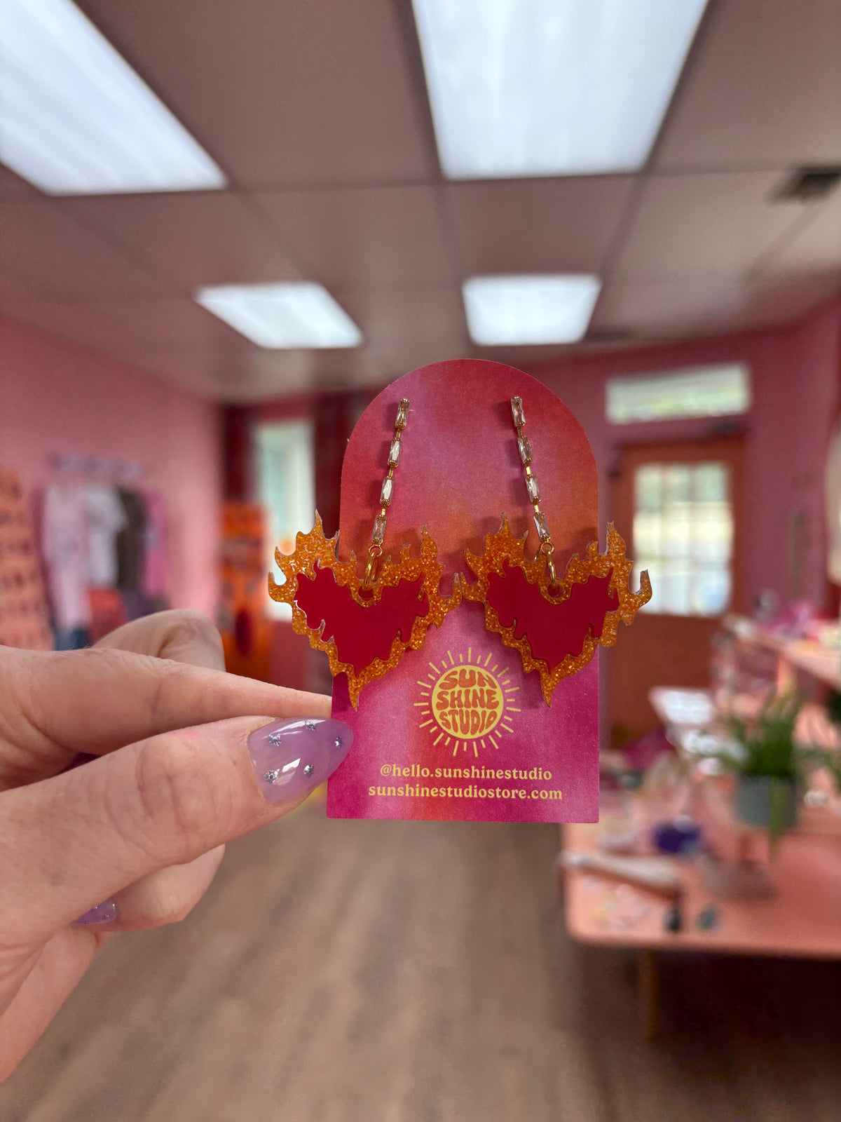 Fire Heart Emoji Acrylic Earrings