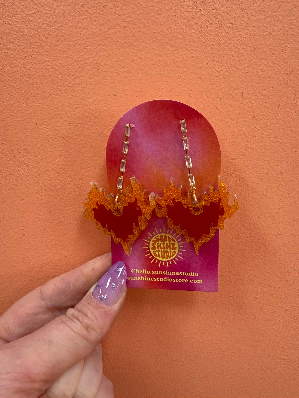 Fire Heart Emoji Acrylic Earrings