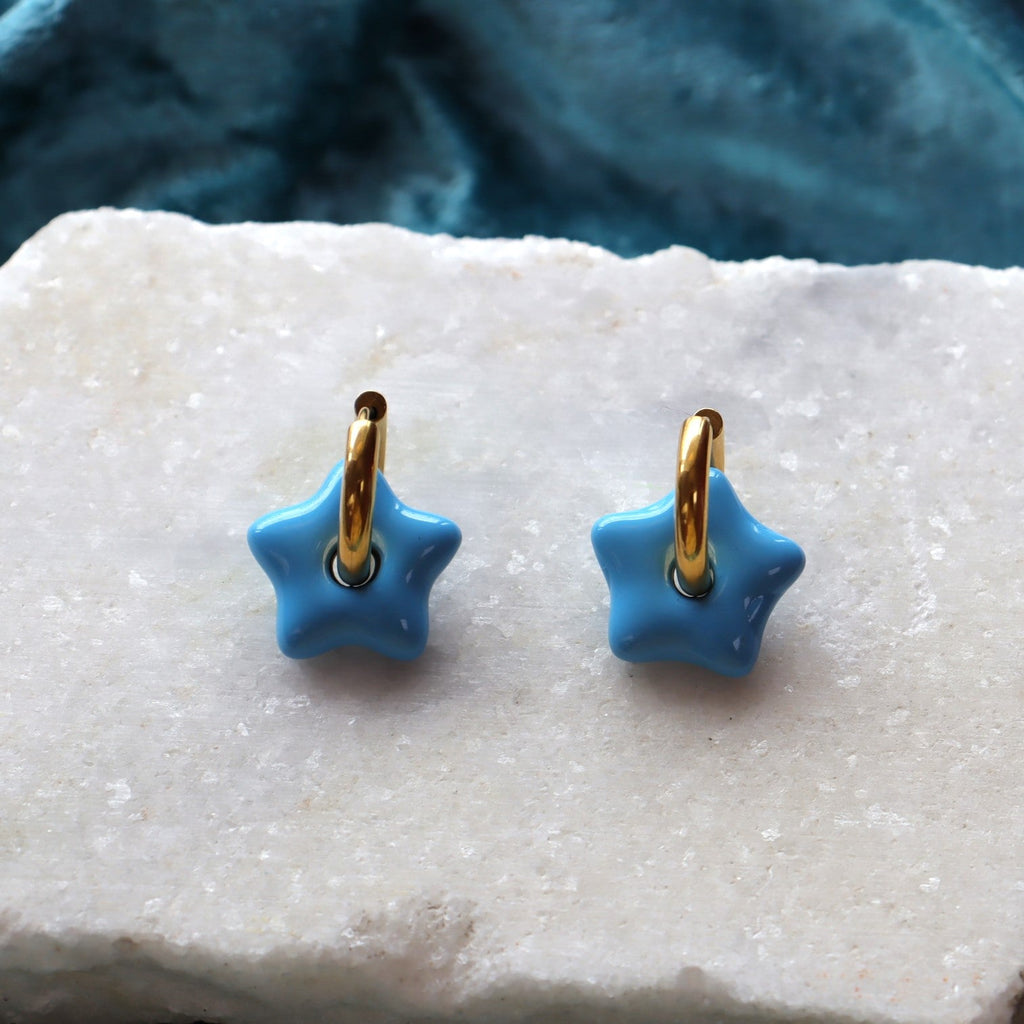 Titanium Puffy Star Earrings