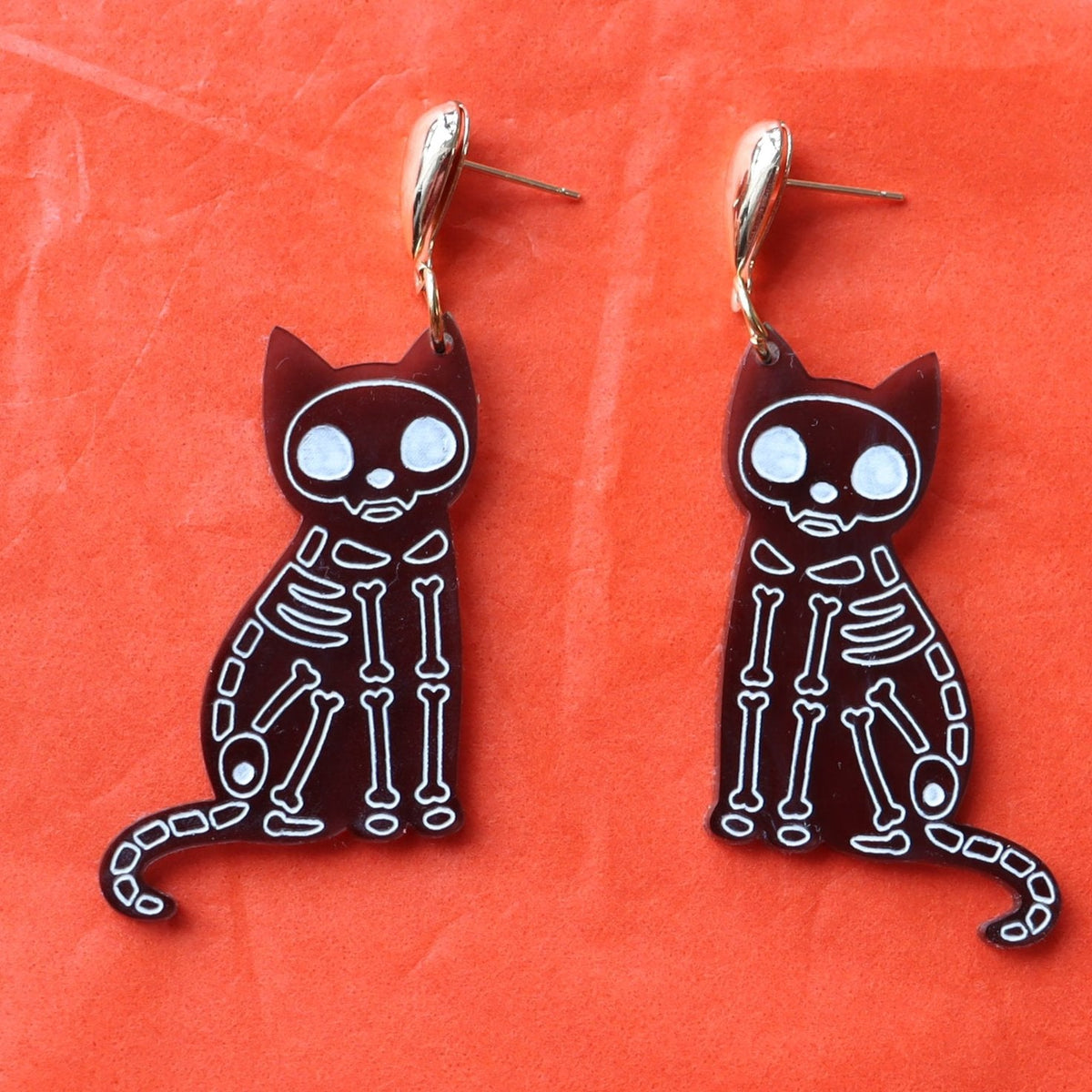 "Bone to be Wild" Cat Earrings