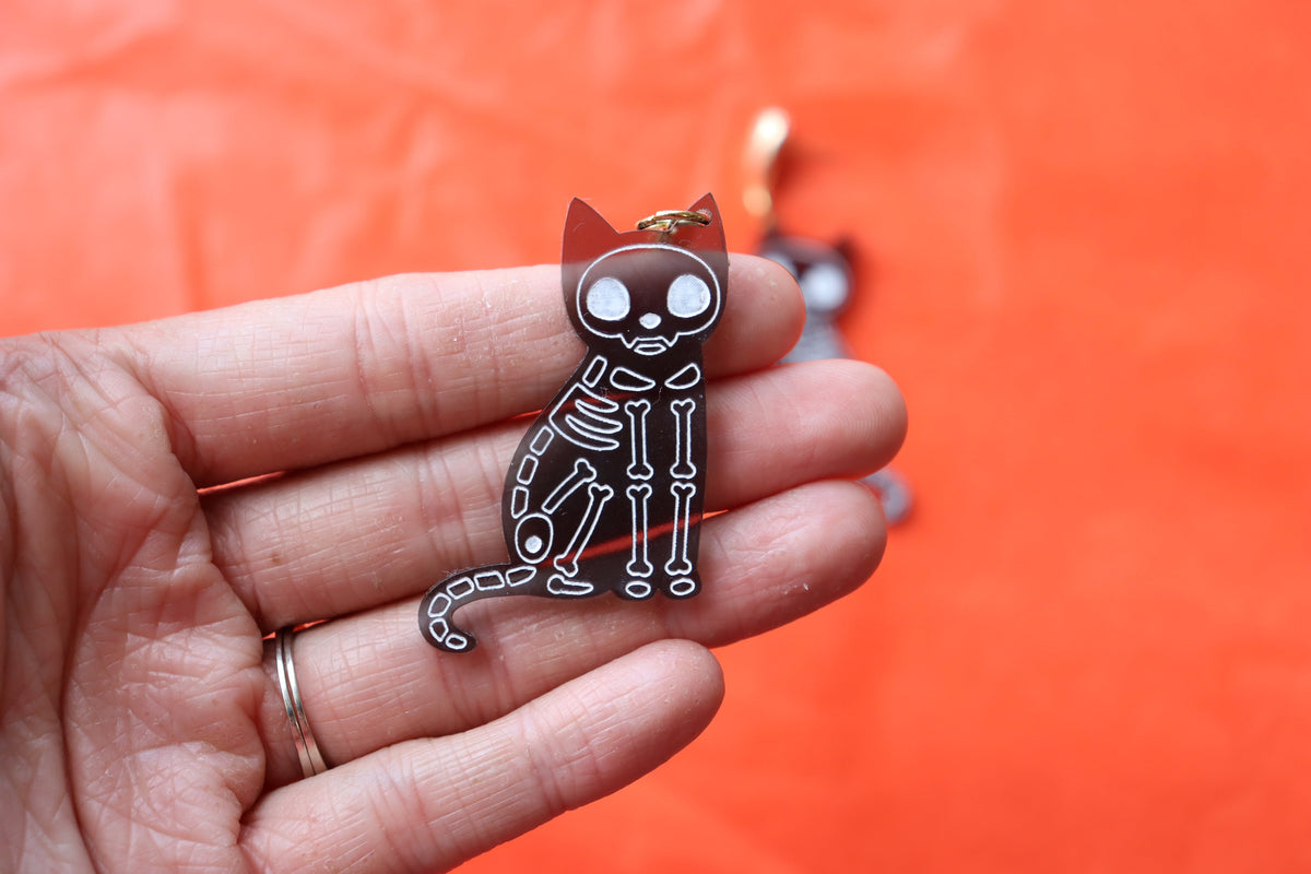 "Bone to be Wild" Cat Earrings