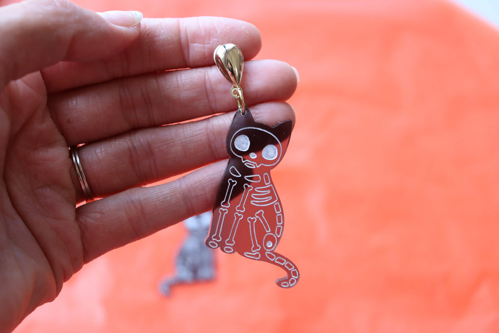 "Bone to be Wild" Cat Earrings