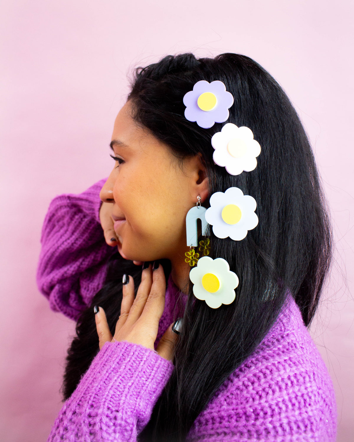 Sunshine Pastel Flower Hair Clips