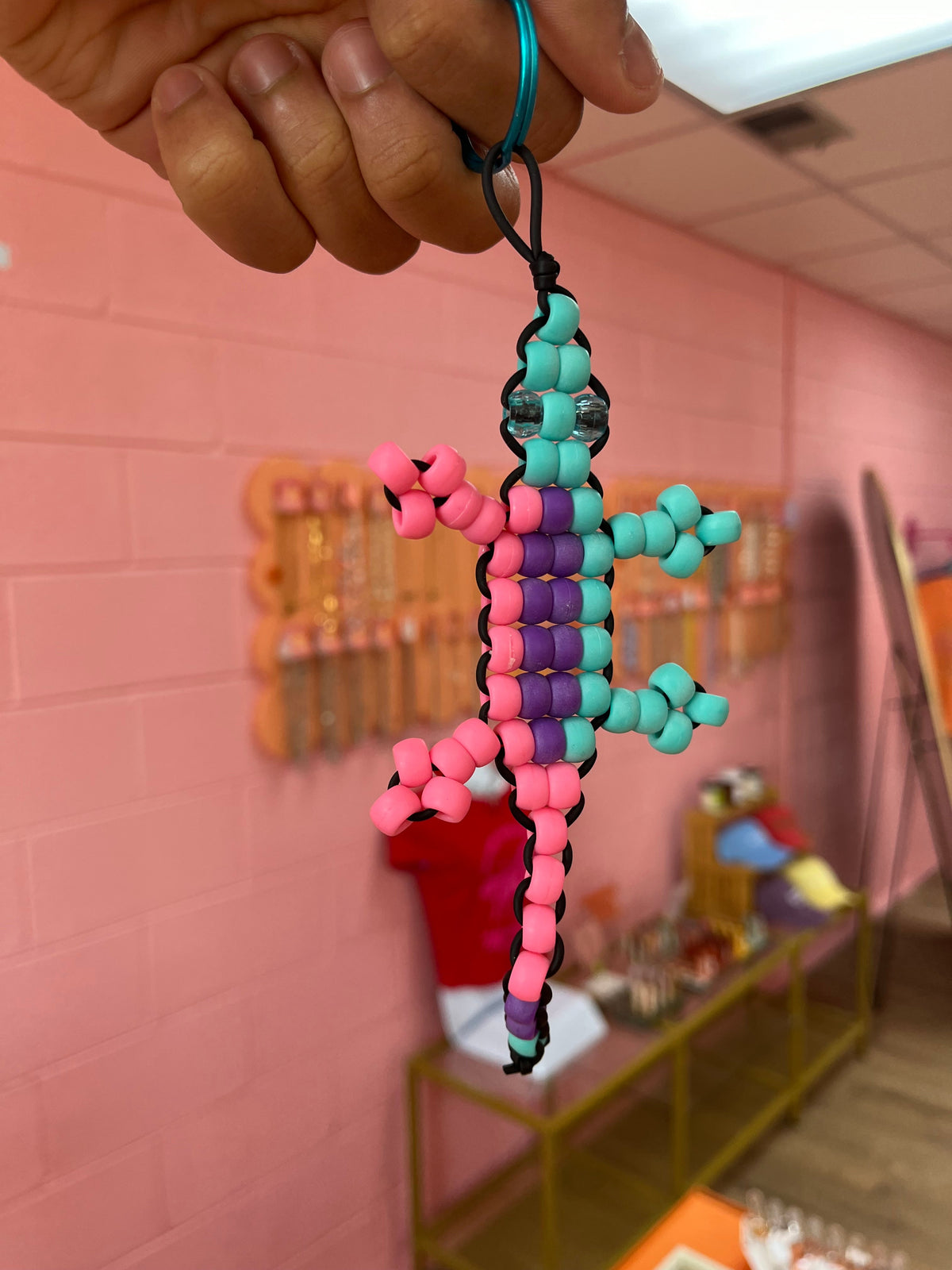 Lizard Beaded Keychain