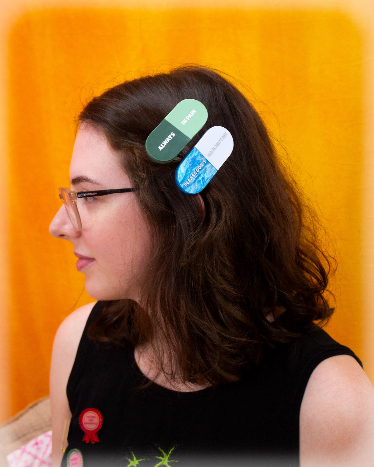 "Always in Pain" Pill Barrette