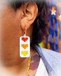 Cross Stitched Rainbow Heart Earrings