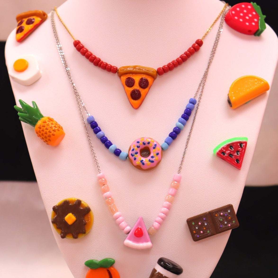 Single Beaded Food Necklaces