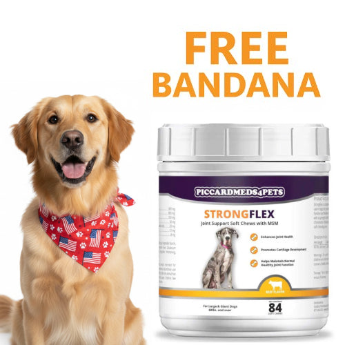 Piccardmeds4pets StrongFlex Joint Support Large Dogs 84ct + FREE Bandana!