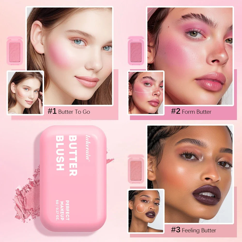Professional Makeup Powder Blush 12HR Wear Vegan Formula Blusher Makeup Blush in Bar Cosmetics Palette Powder Pink Cream Face