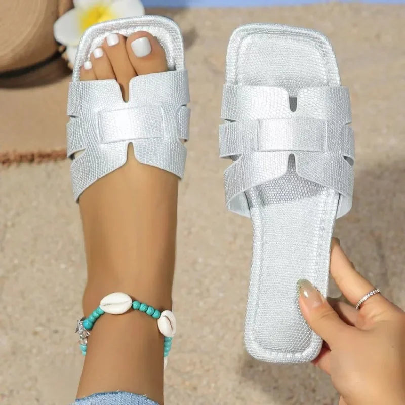 New Women Slippers Fashion Designer Beach Flats Woman Casual Sandals Dress Walking Flip Flops Open Toe Slides Mujer Zapatos