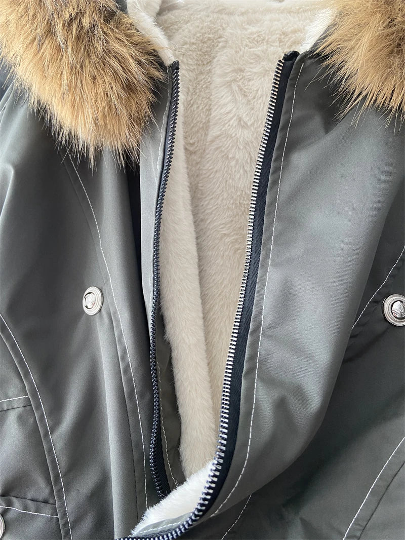 ZAROY Fur Collar Hooded Parkas Y2k Harajuku Thicken Padded Jackets Casual Zipper Gothic Women&Men Winter Coats Streetwear кур